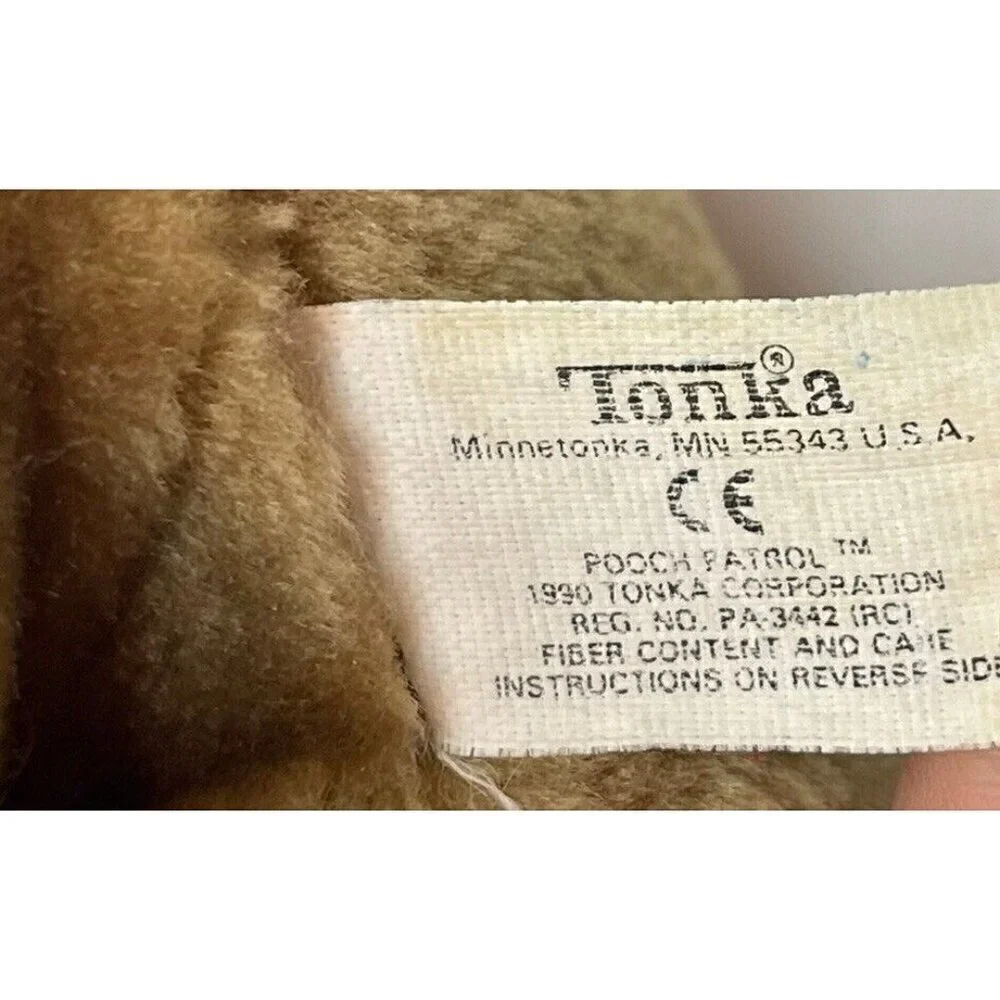 Vintage Tonka 1990 Pooch Patrol Brown Plush Hound Dog Posable Grinning Face Toy